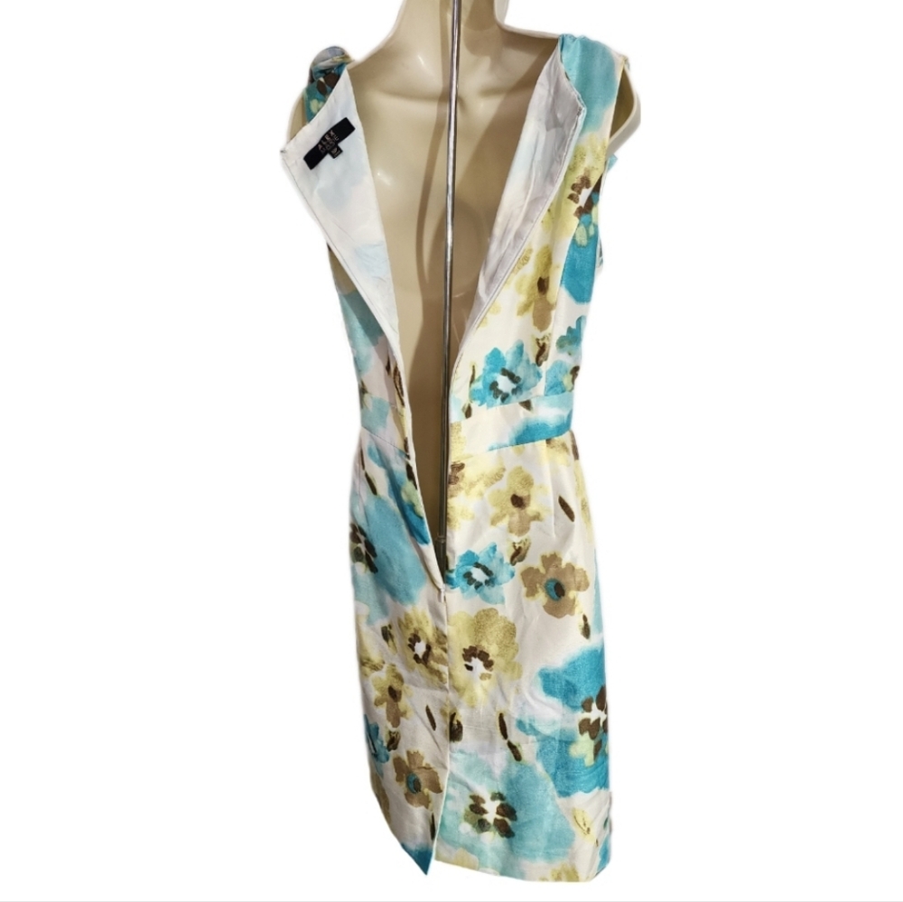 Alex Marie Dress Vintage Floral Sleeveless Asymmetrical Collar Blue Size 10P - Picture 10 of 13